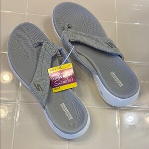 Skechers Go Walk Gray Sandals with Contoured Footbed